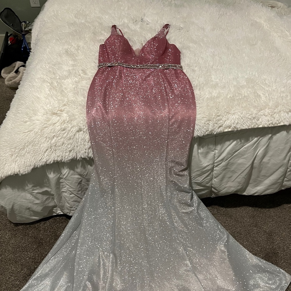 Prom dress pink to silver ombre